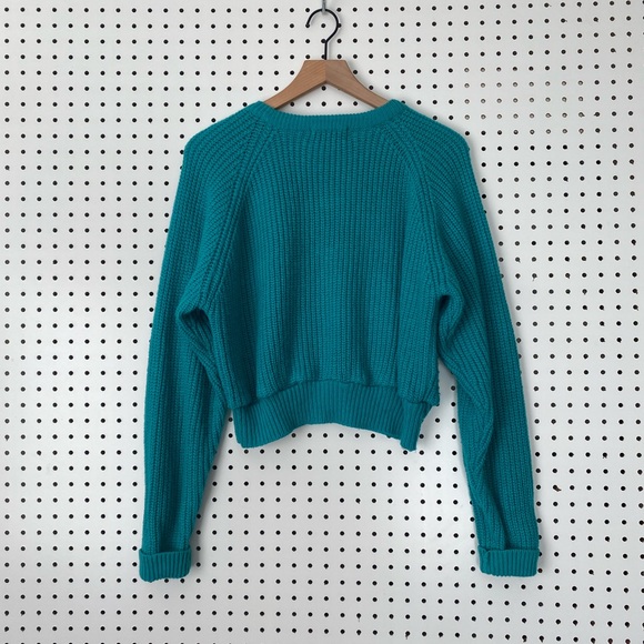 Vintage Puritan Wool Blend Crop Teal Sweater - Picture 8 of 11